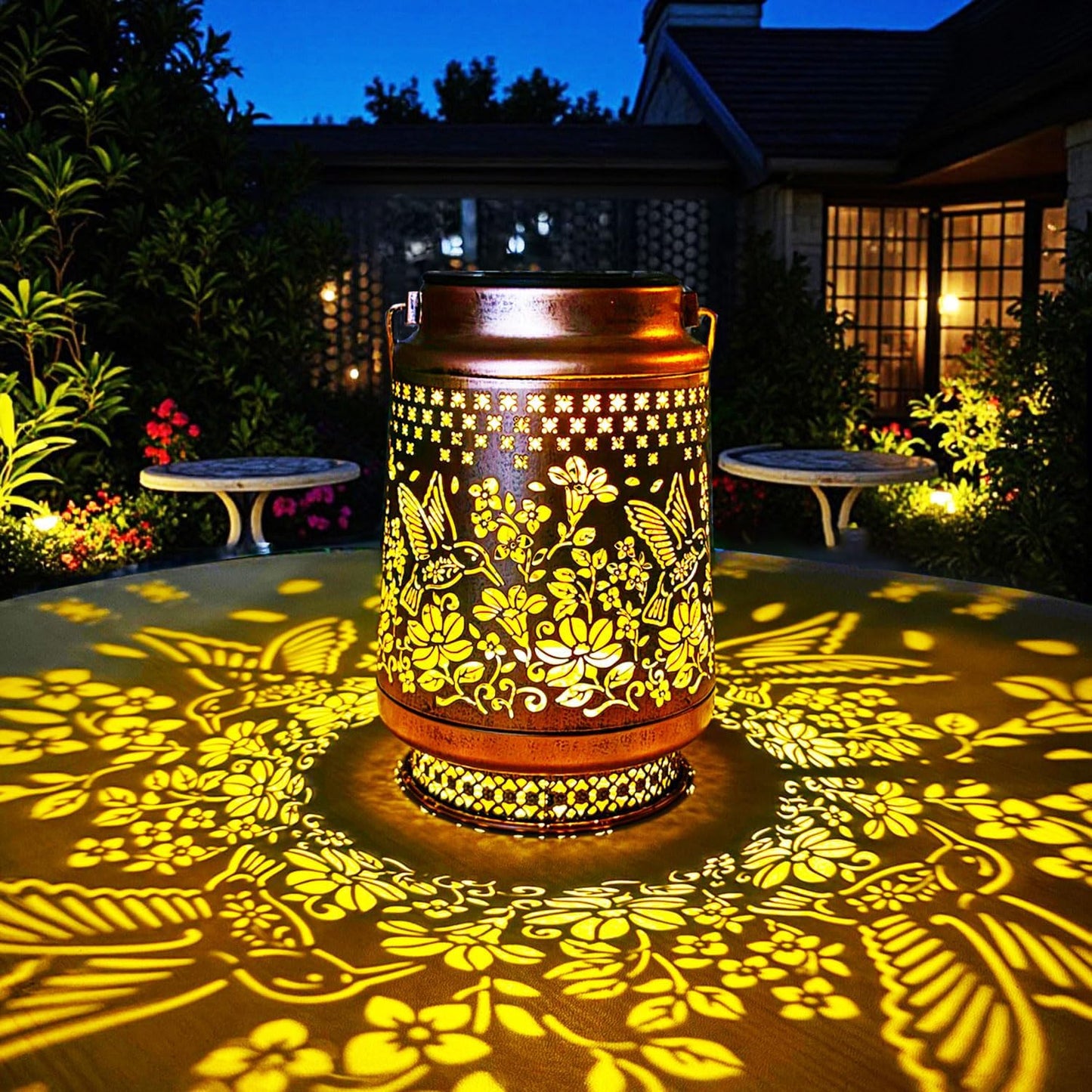 Farol solar colibrí para jardín patio terraza decorativa