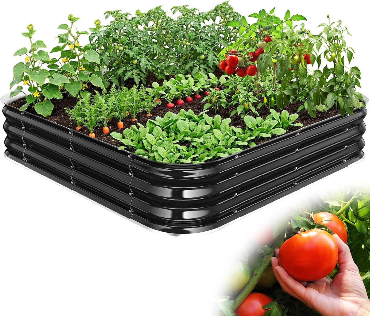 Jardinera elevada galvanizada 6x2x1pie metal exterior negro