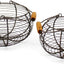 Cestas huevos alambre asas madera vintage set 2