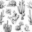 Papel tapiz cactus 17.5x276" color blanco y negro