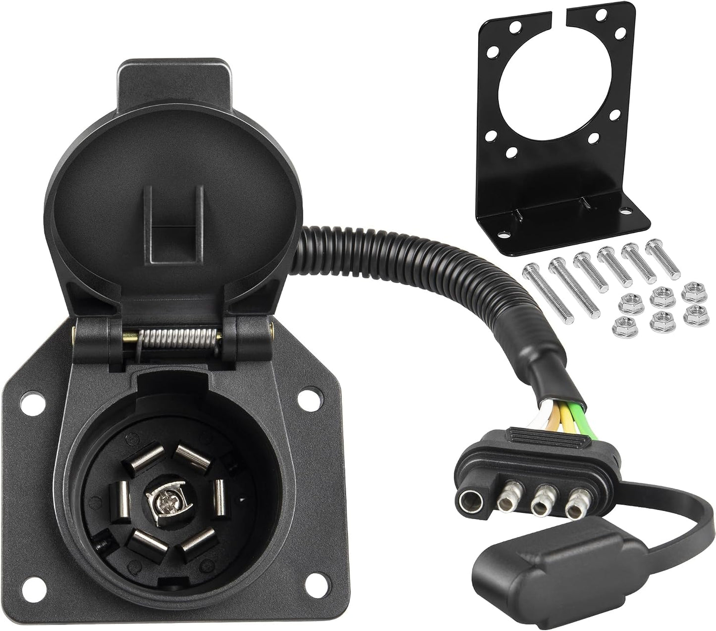 Adaptador remolque 4 pines a 7 vías con soporte