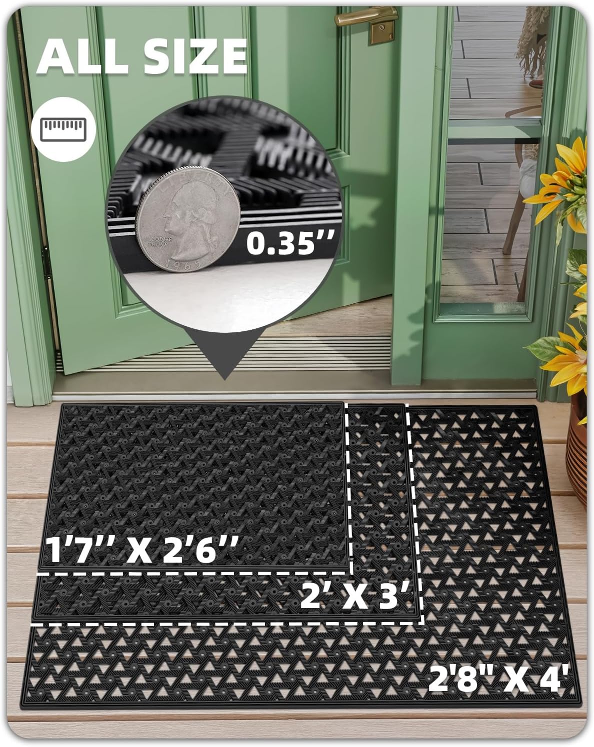 Tapete puerta exterior impermeable con drenaje 24x36pulg