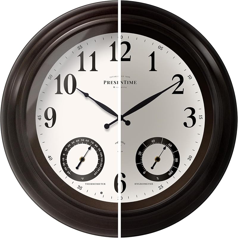 Reloj termómetro higrómetro metal 24pulg