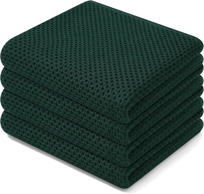 Trapos cocina algodón punto gofre 13x28pulg 4 pzas color verde