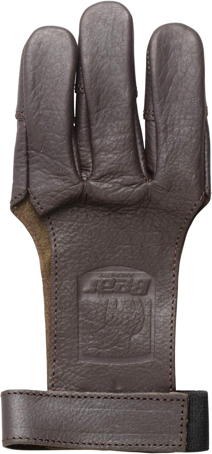 Guante tiro arco cuero 3 dedos negro grande