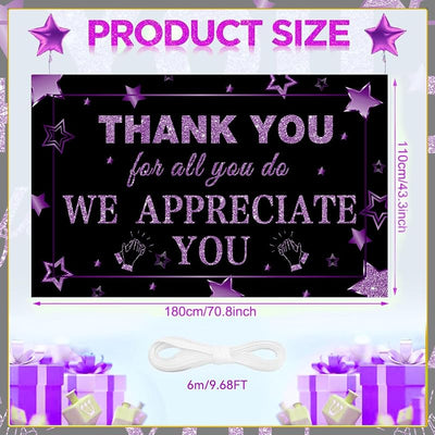 Letrero agradecimiento We Appreciate You color morado y negro