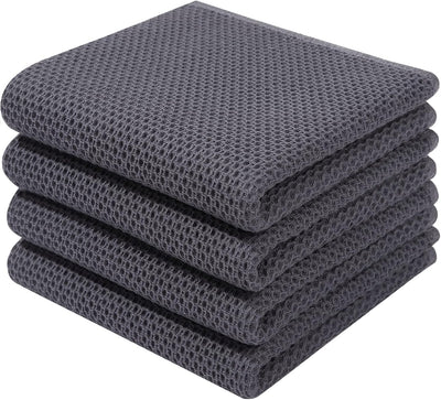 Set 4 Toallas Algodón Punto Gofre 13x28pulg Gris