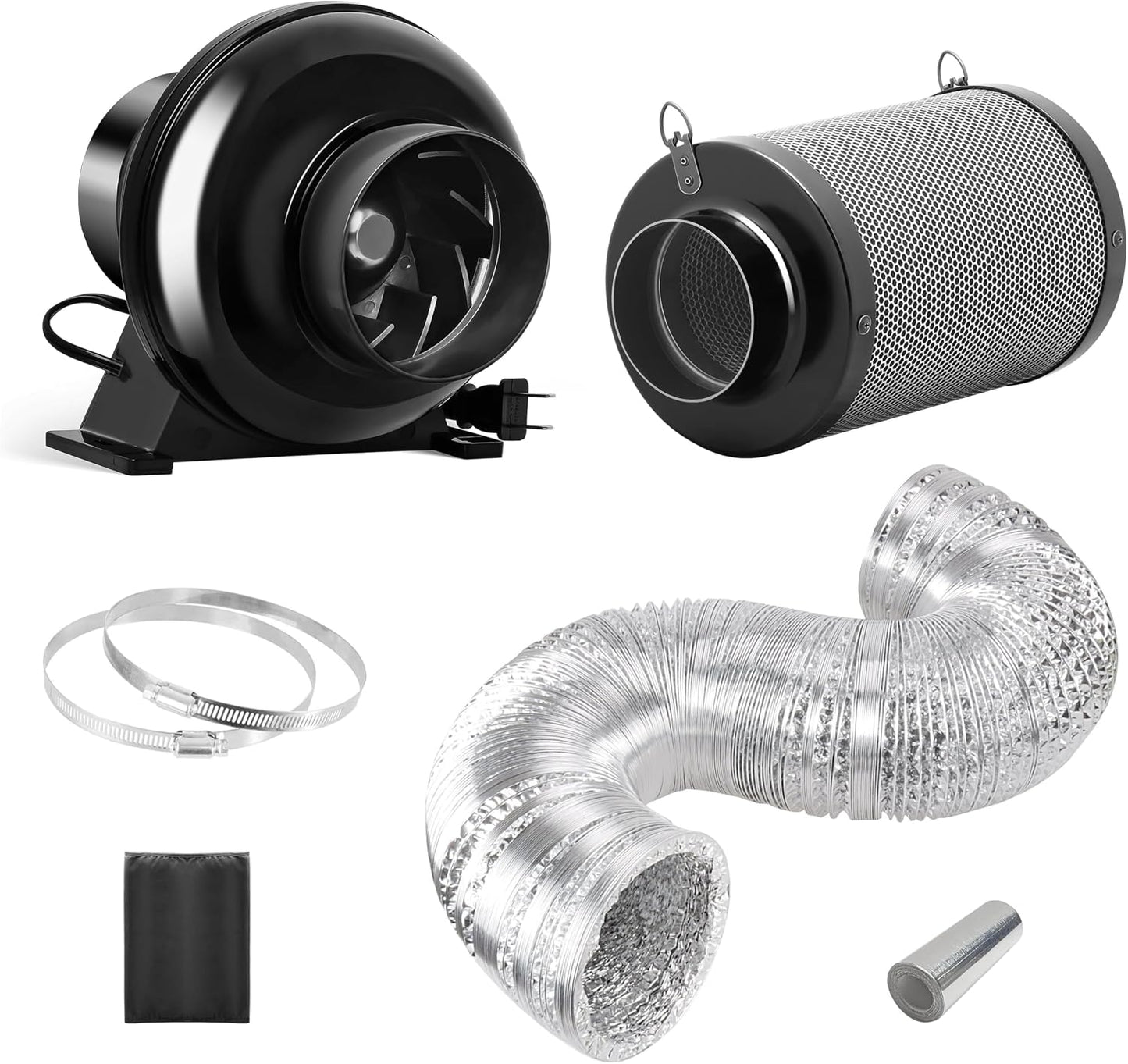 Ventilador conducto 4pulg 195CFM filtro carbono aluminio