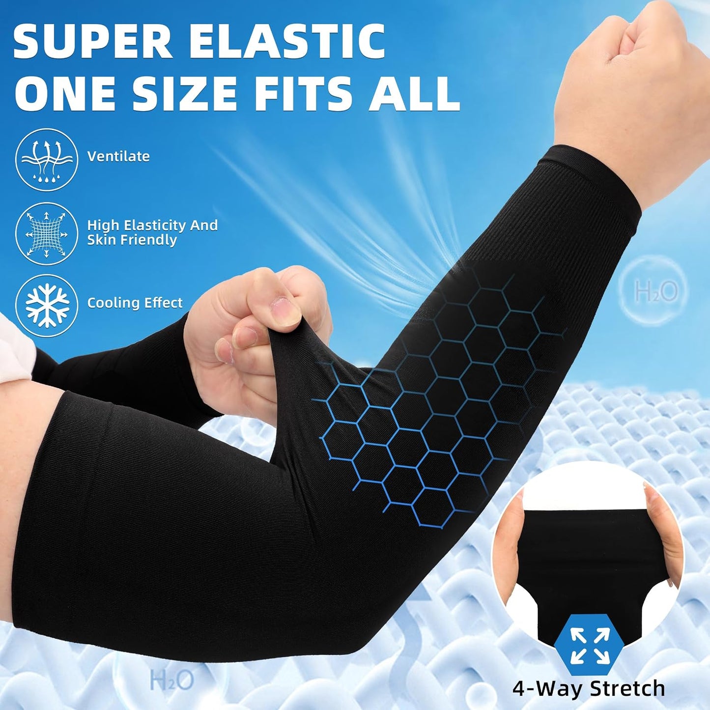 Mangas UV compresión brazo UPF 50 deporte hombre mujer