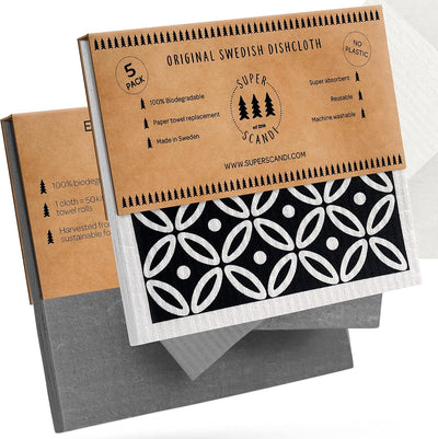 Pack 10 paños grises reutilizables compostables Suecia