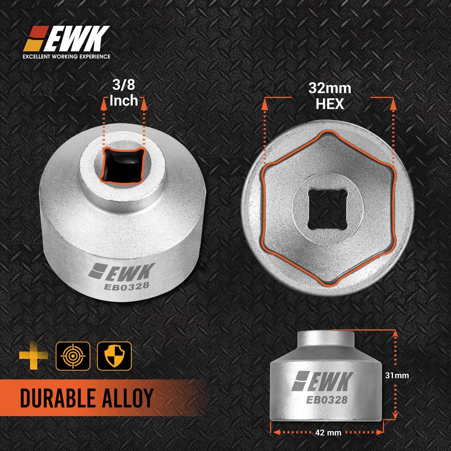 Enchufe filtro aceite perfil bajo 3/8pulg forjado 6 puntos GM VW Audi BMW TDI