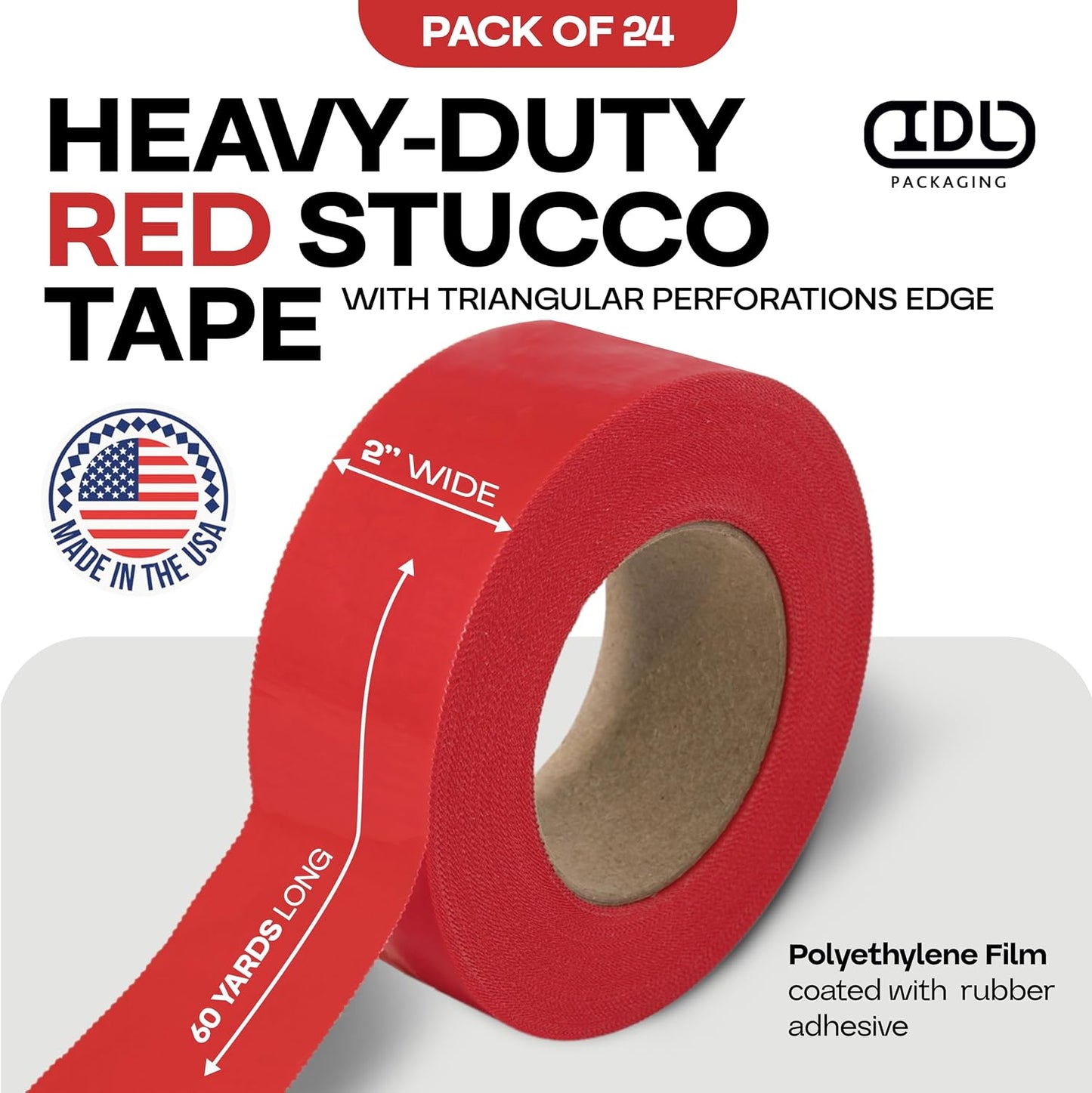 Cinta estuco roja 2pulg x60yardas 24rollos UV resistente