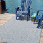 Alfombra decorativa enrejado 9x12ft rectangular azul/marfil