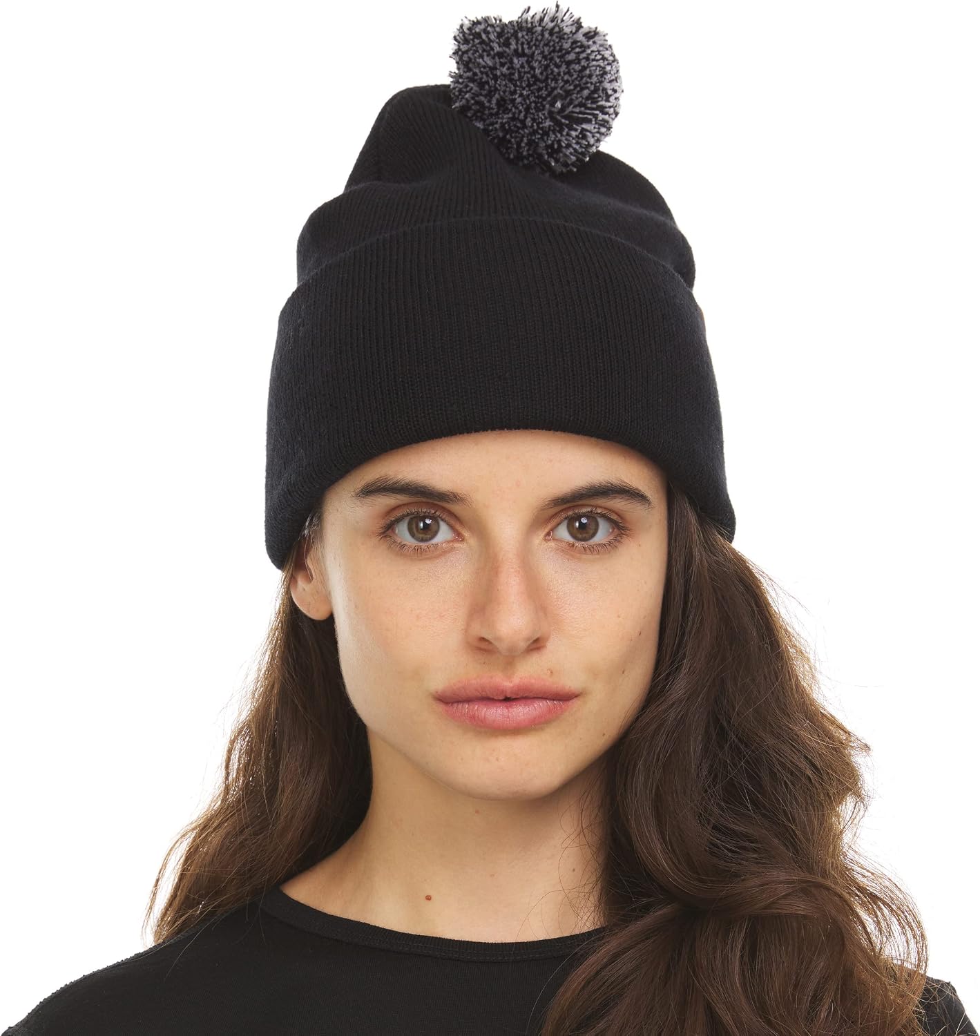 Gorro punto lana merina pompón invierno