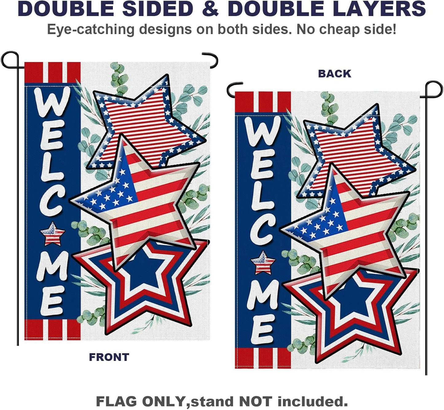 Bandera patriótica 12x18pulg estrellas verticales doble cara