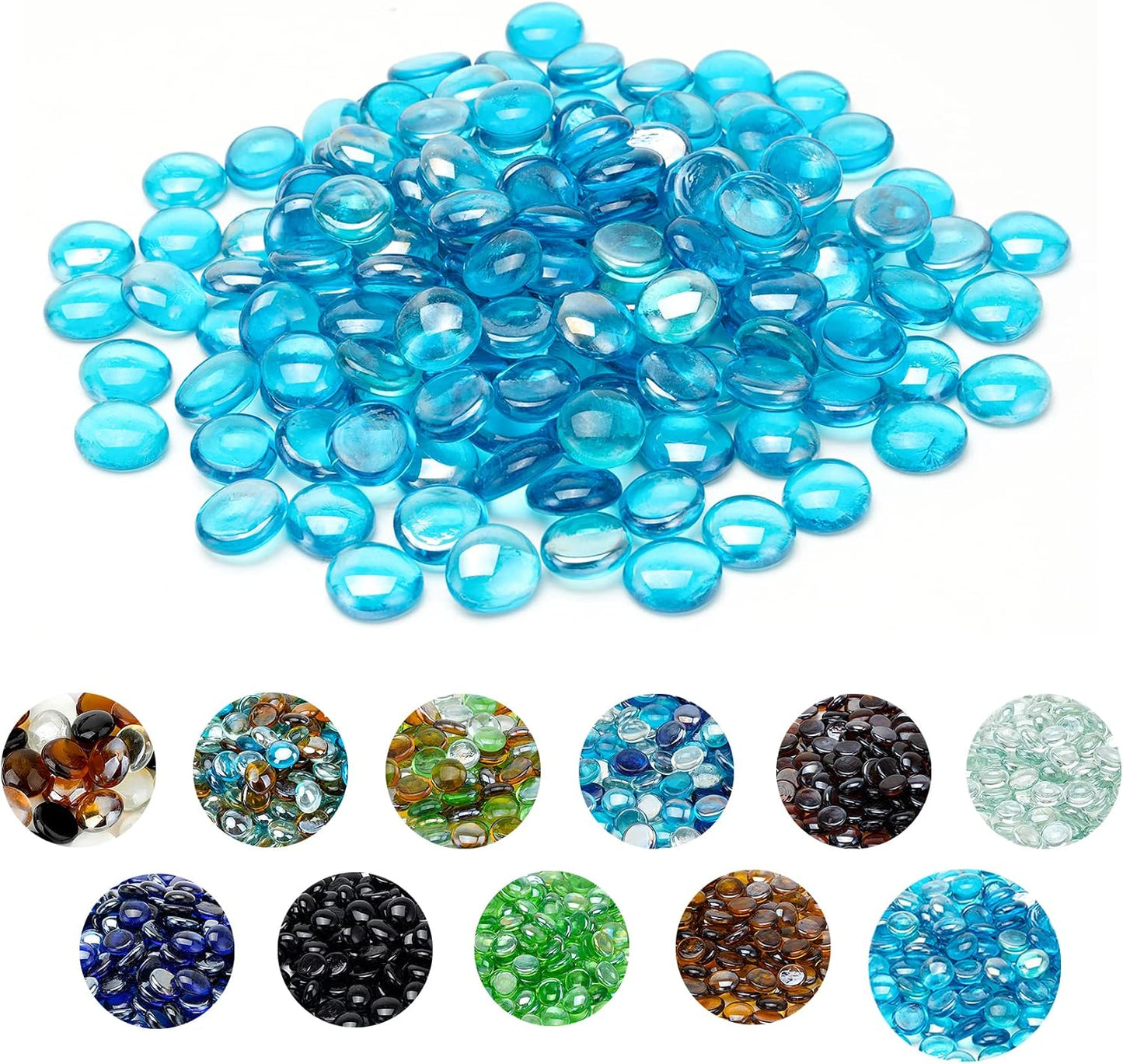 Cuentas vidrio fuego 10lb ½pulg brillo azul Caribe decorativas