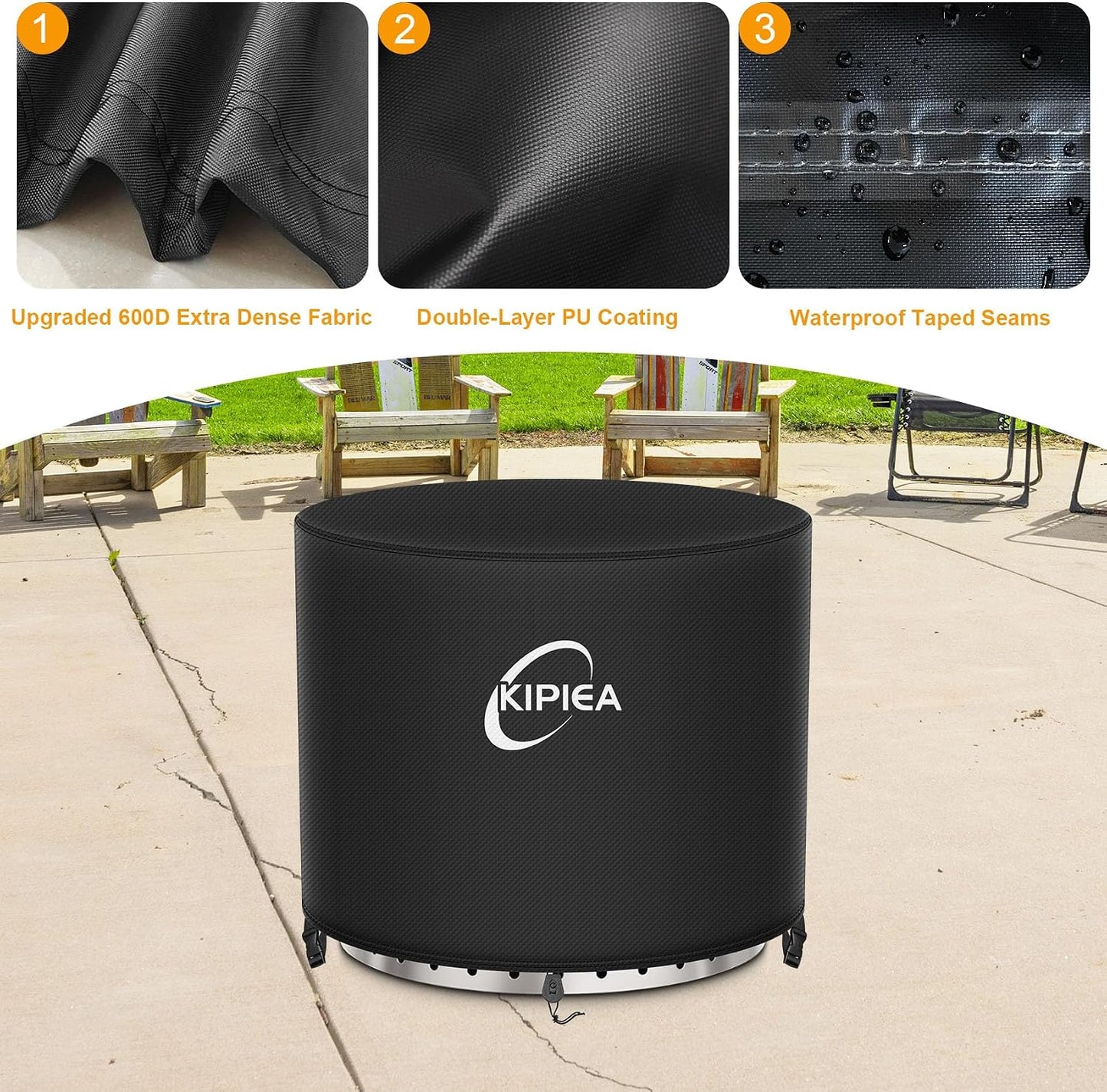 Cubierta hoguera redonda 28pulg 600D impermeable resistente UV
