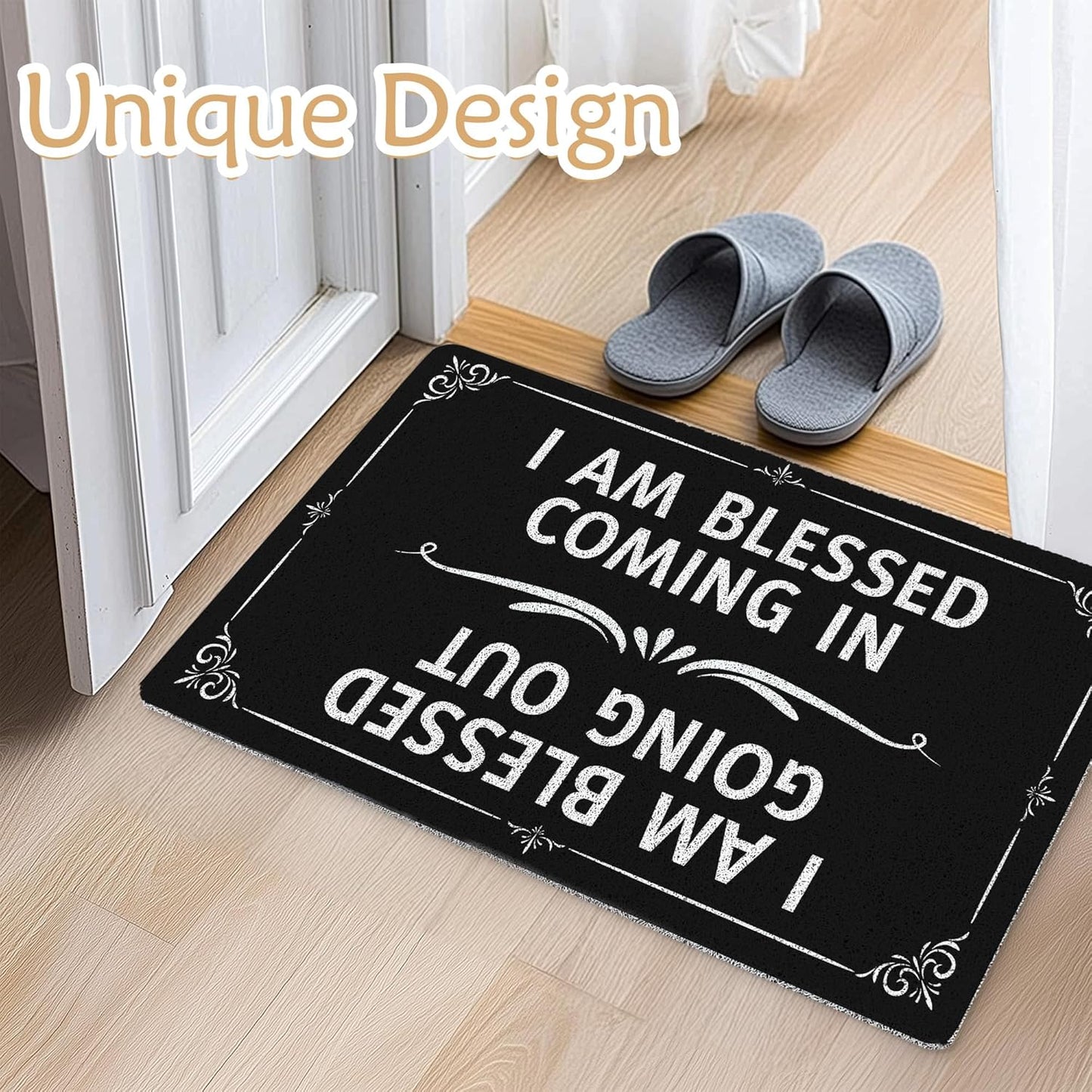 Tapete puerta humorístico con texto inglés 17x30