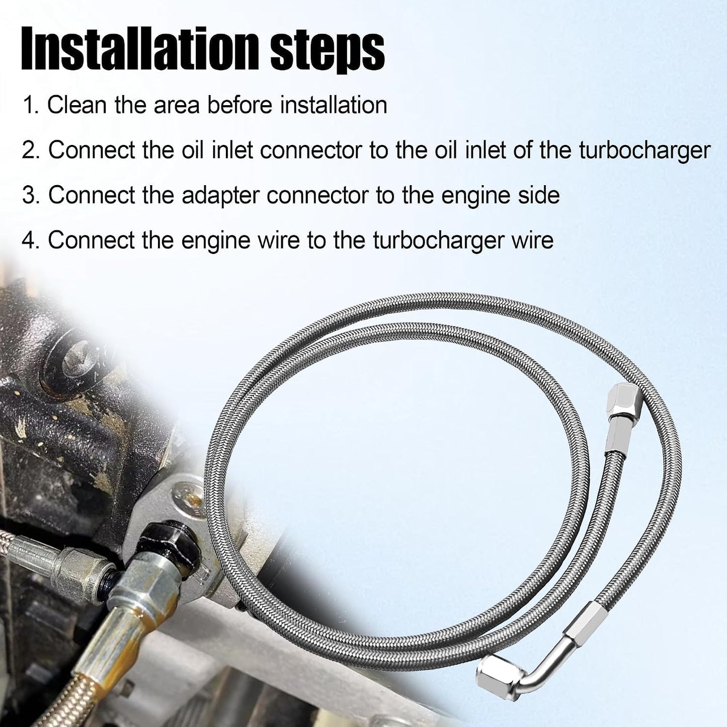 Manguera PTFE turbo 4AN 48" 90 grados