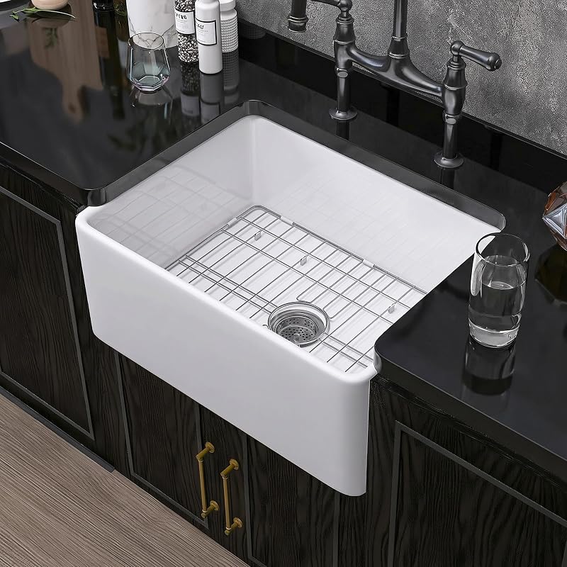 Fregadero cocina 24pulg estilo granja arcilla refractaria