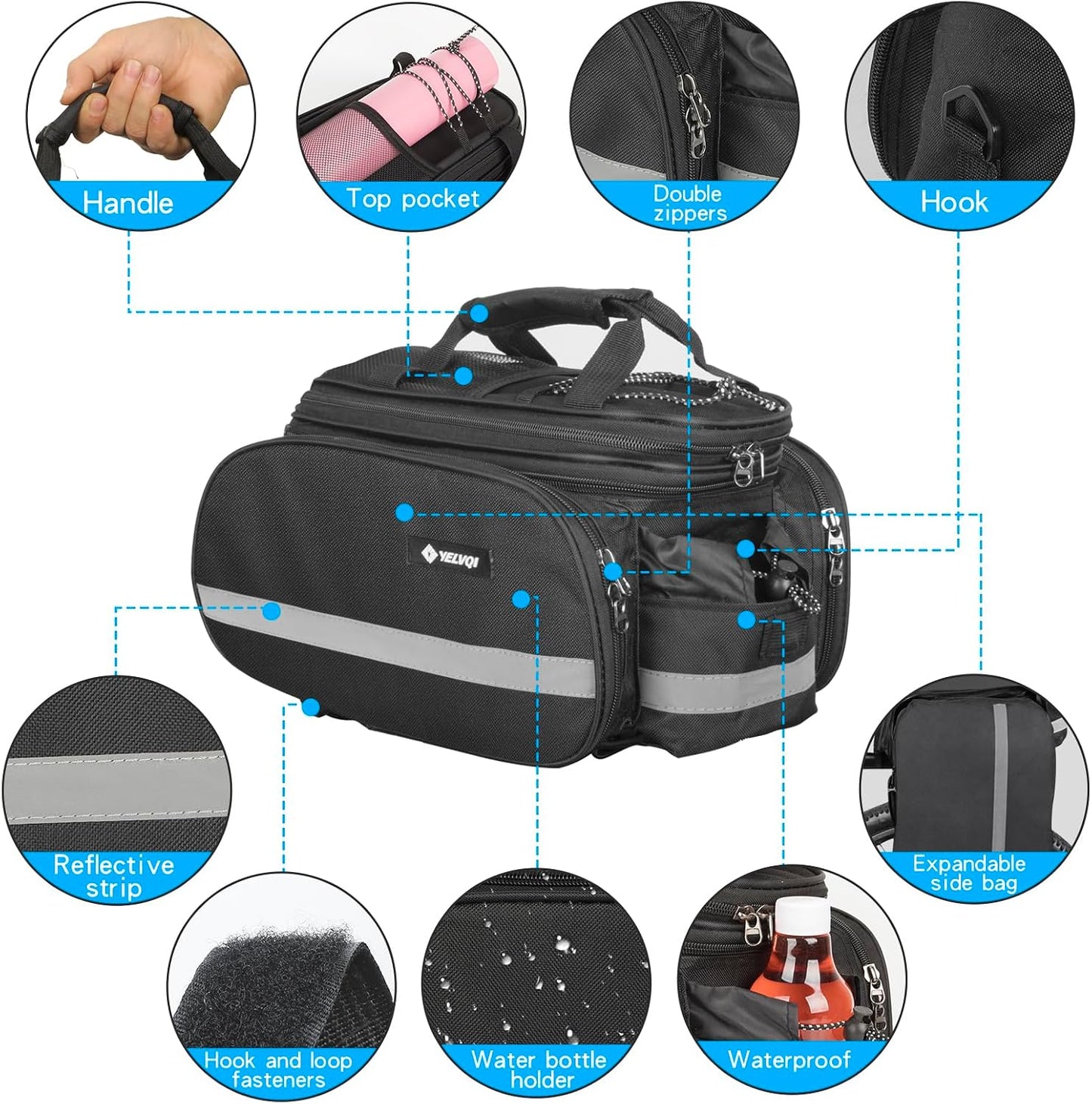 Bolsa maletero bicicleta 16l impermeable multifunción