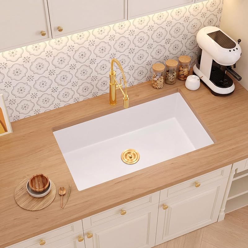 Fregadero cocina cuarzo 32x18" blanco profundo