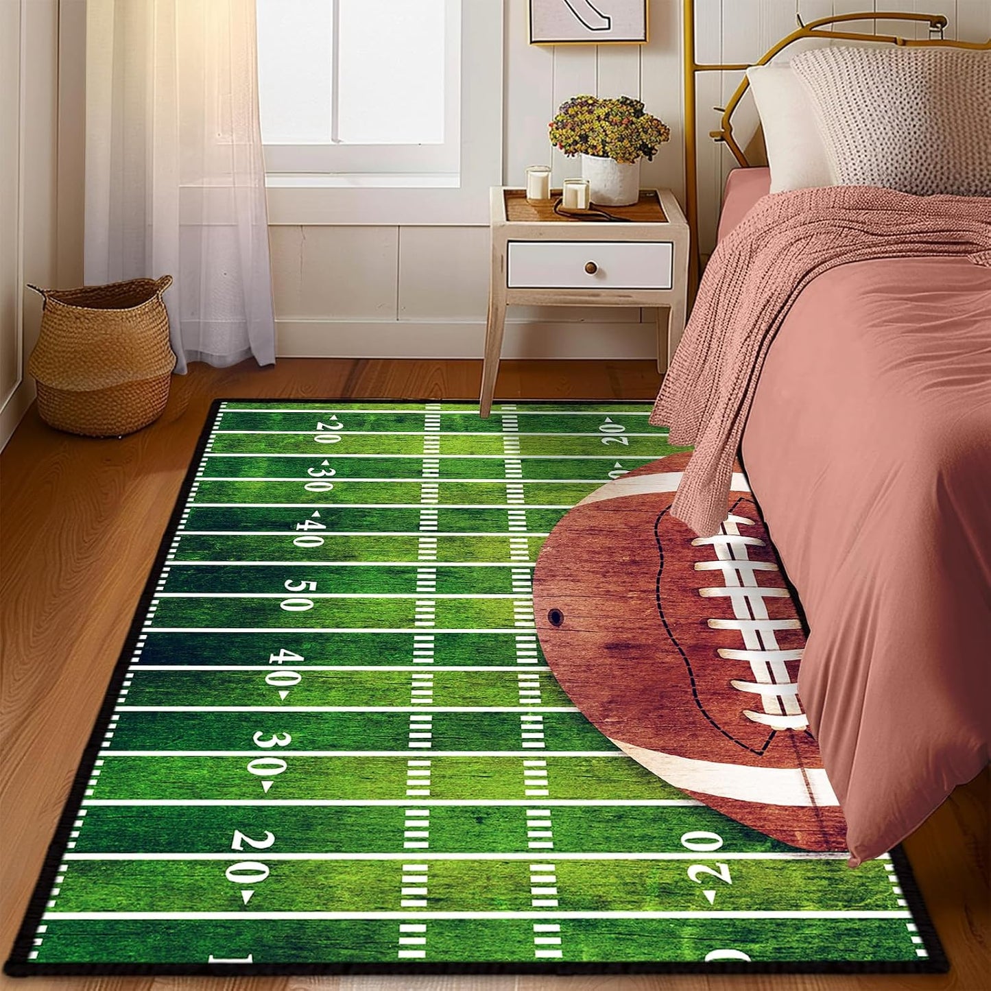 Alfombra campo fútbol 5x7ft lavable antiderrap pelo bajo