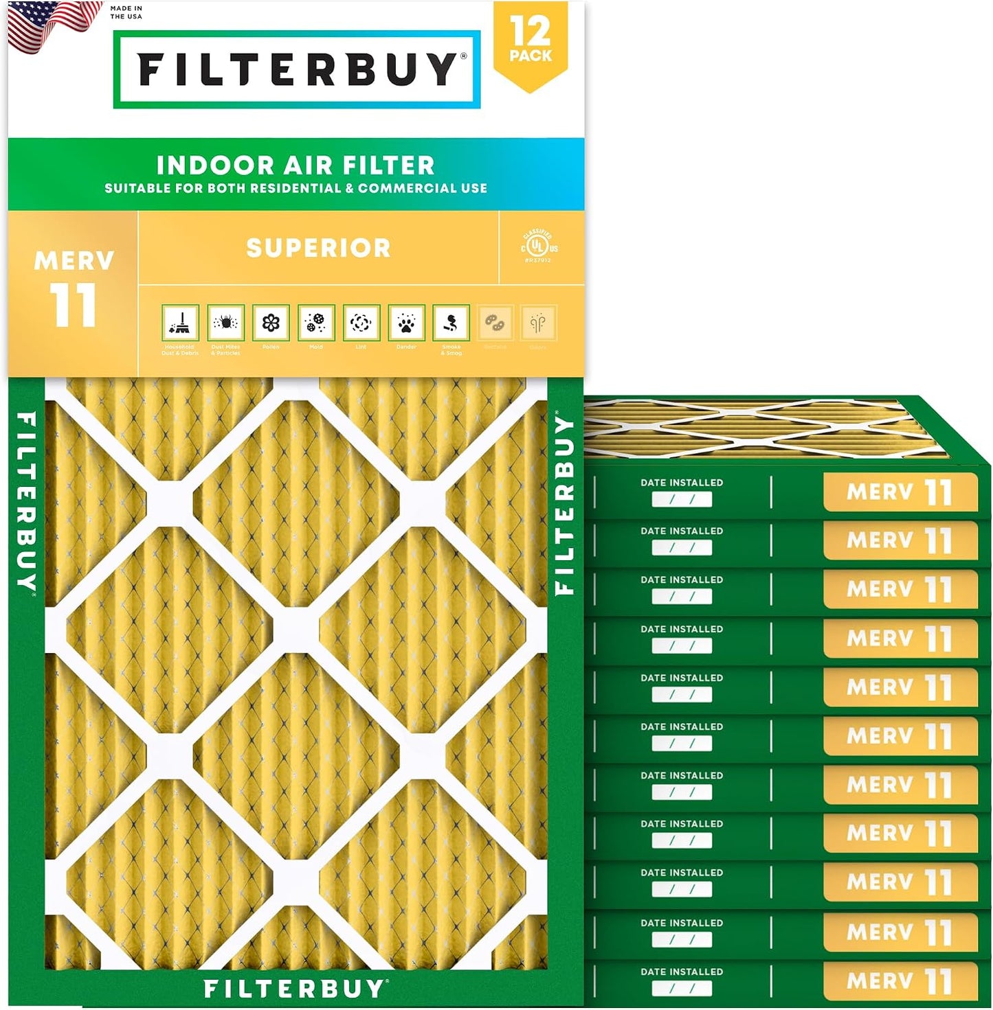 Filtro aire MERV 11 HVAC 12x20pulg pack 12