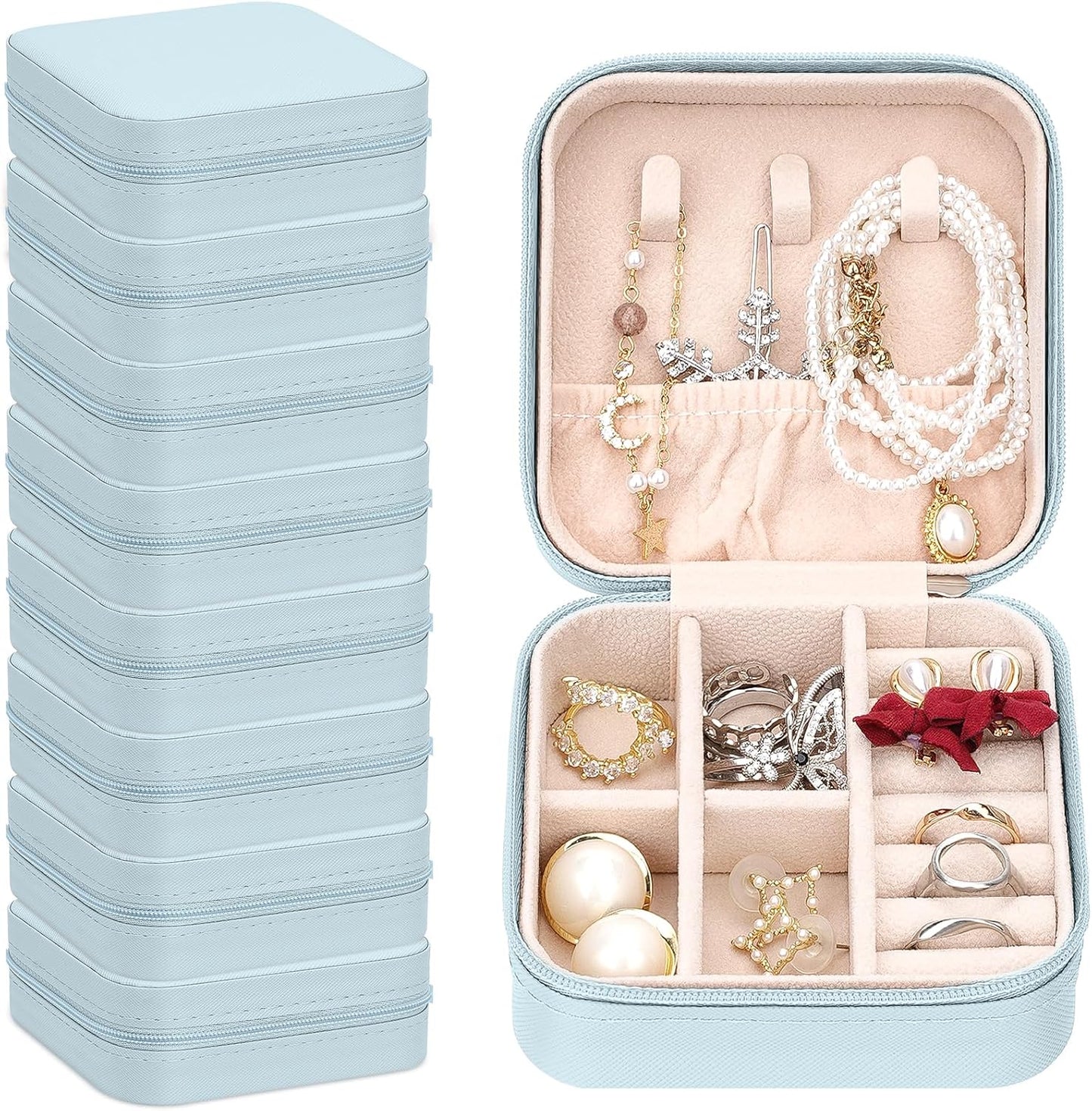 Set 8 pzas joyería viaje caja terciopelo regalo dama