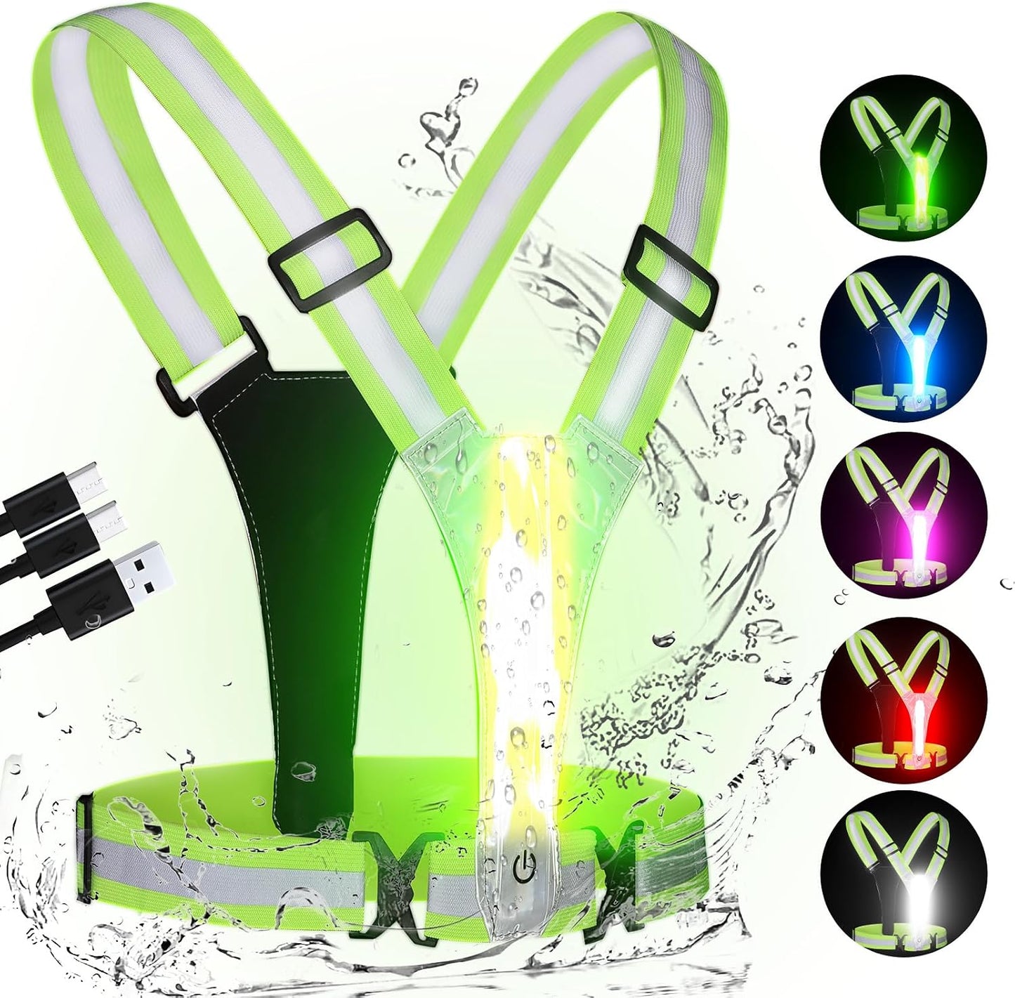 Chaleco reflectante LED ajustable para correr ciclismo