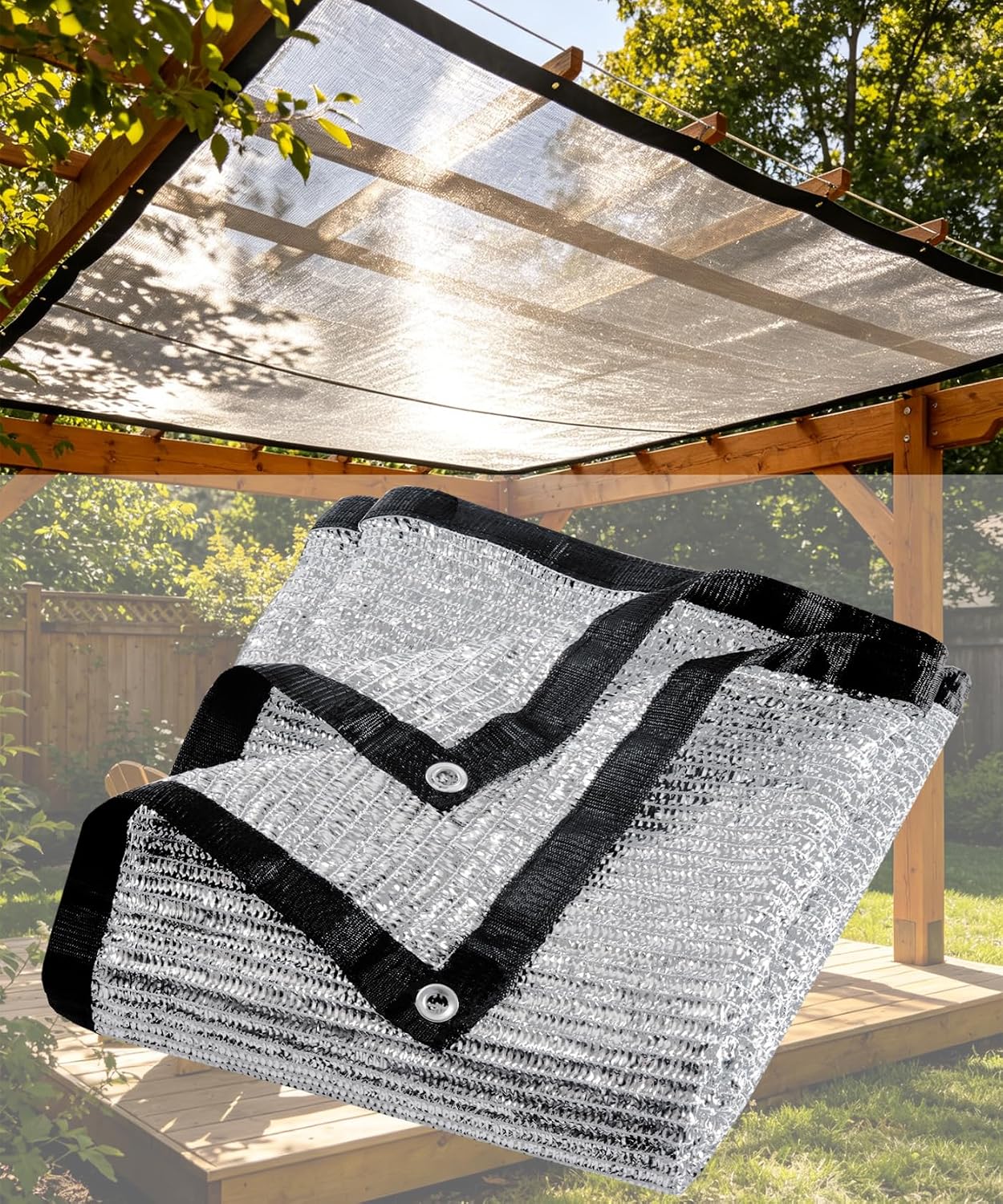 Toldo malla aluminio 6.5x6 pies reflectante para jardín