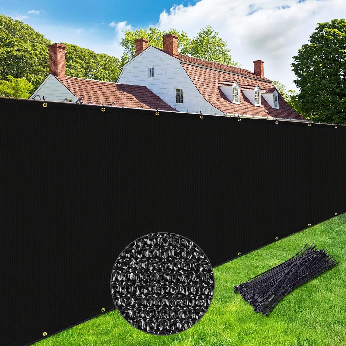 Valla privacidad 5x50ft panel 220 GSM ojales latón negro