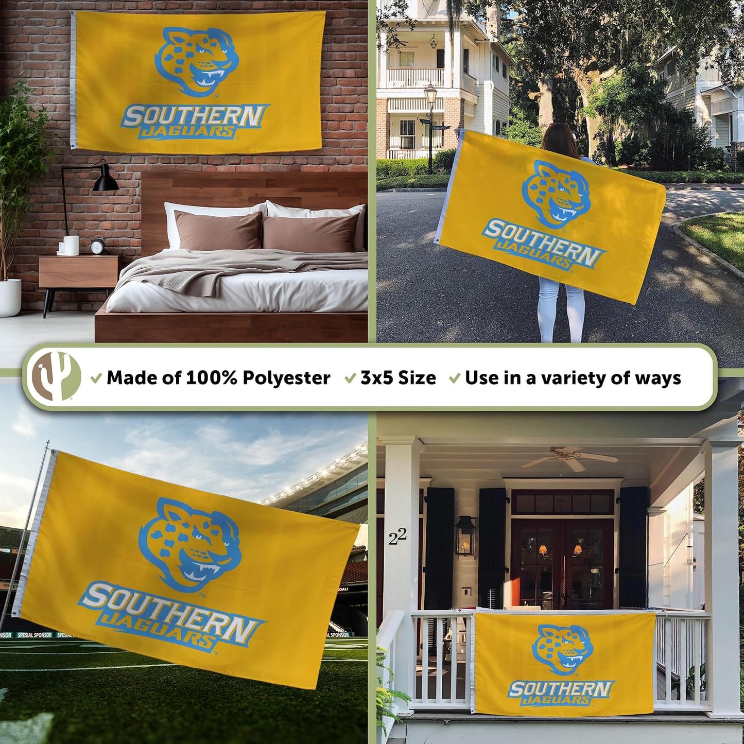 Bandera Sur Jaguars 3x5 poliéster interiores