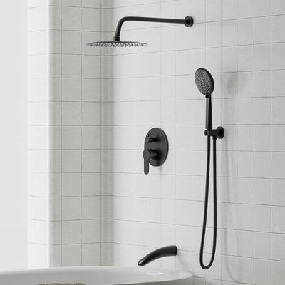 Set grifo ducha bañera 12" lluvia y rociador negro