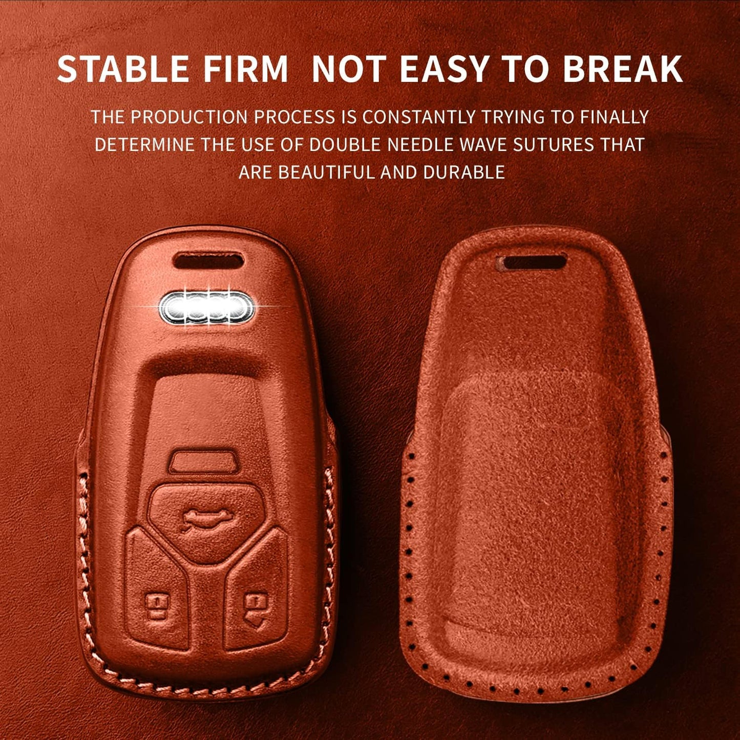 Funda cuero llavero Audi A4 Q7 Q5 TT A3 A6 SQ5 R8 S5 Marrón