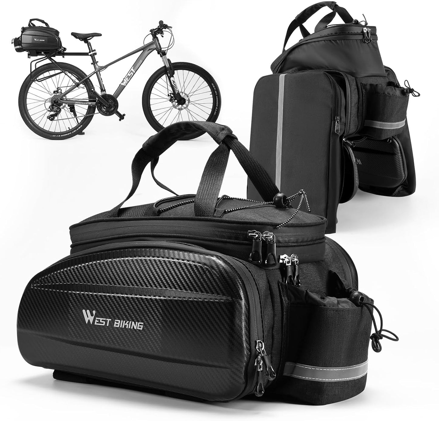 Bolsa 3en1 para portabicicletas trasero con reflector