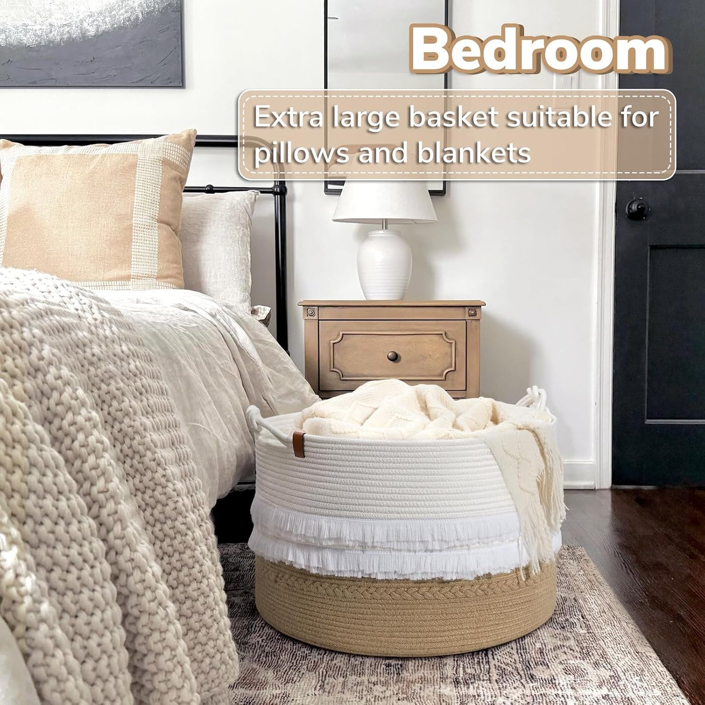 Cesta mimbre para lavandería dormitorio 22x14pulg 83l