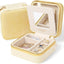 Caja terciopelo organizador joyería viaje con espejo amarillo limón