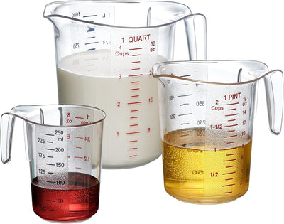 Vasos medidores plástico set 3 tazas 1/2/4 irrompibles