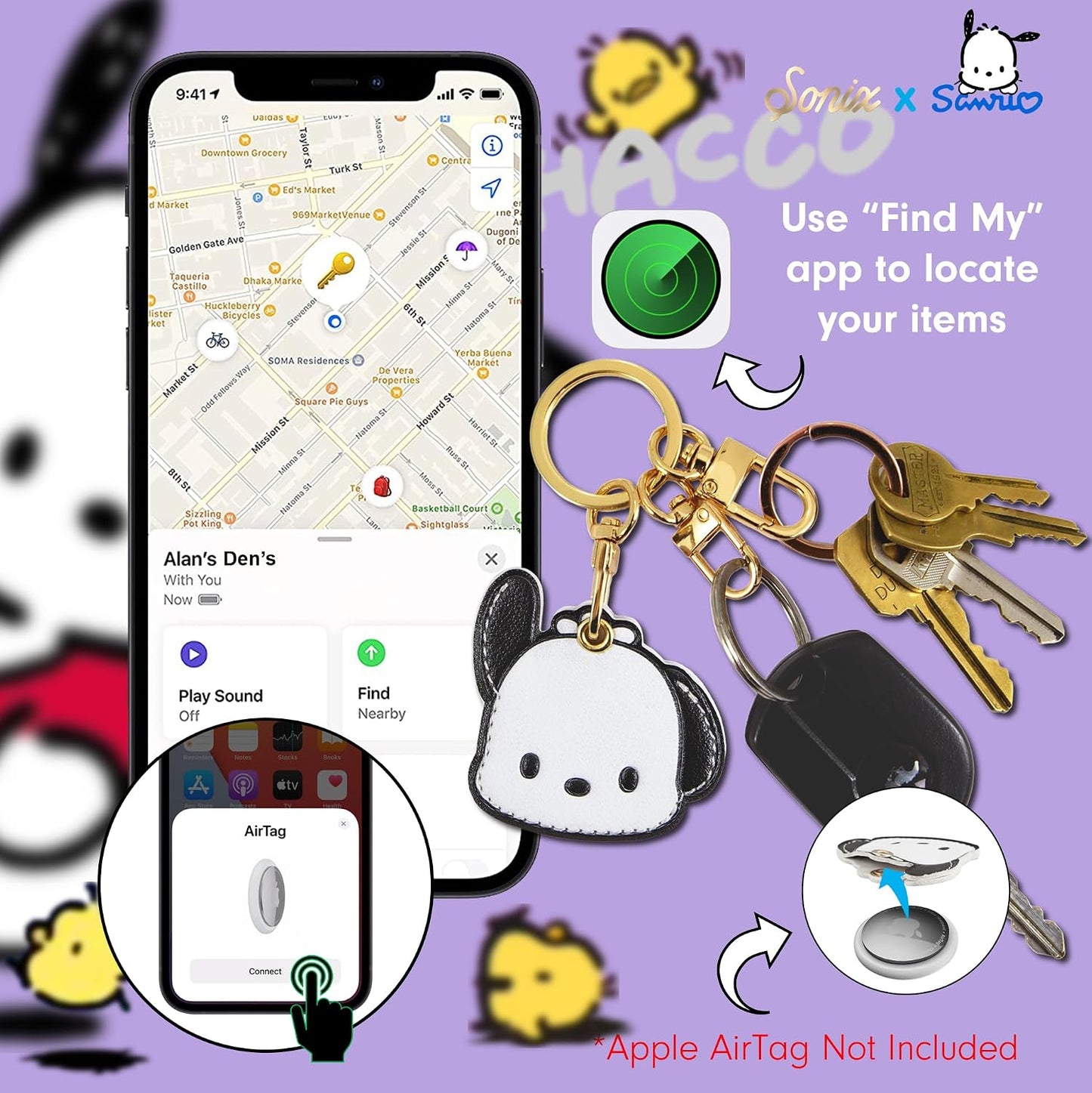 Funda llavero compatible con Apple Airtag Pochacco