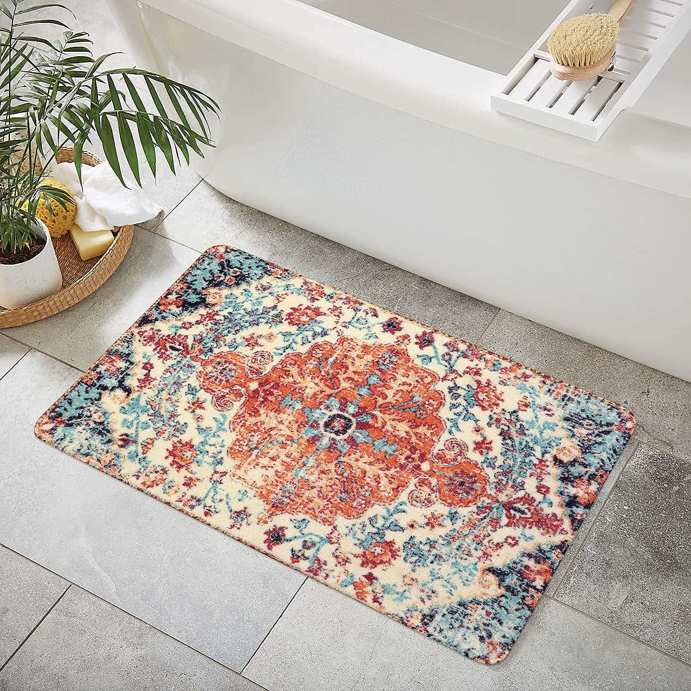 Alfombra baño estilo campestre 2x3 antiderrap lavable
