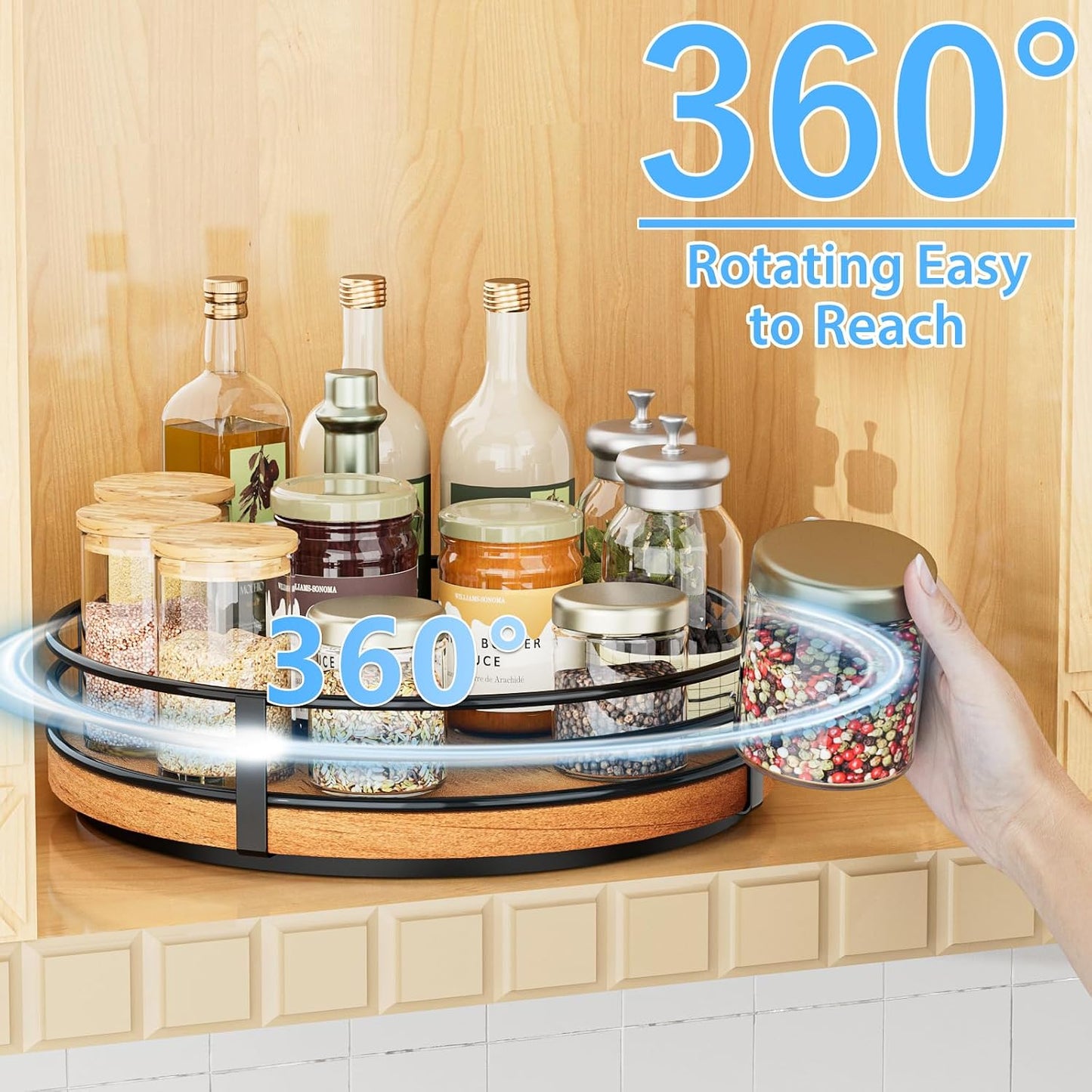 Organiz. giratorio madera 11" para cocina despensa