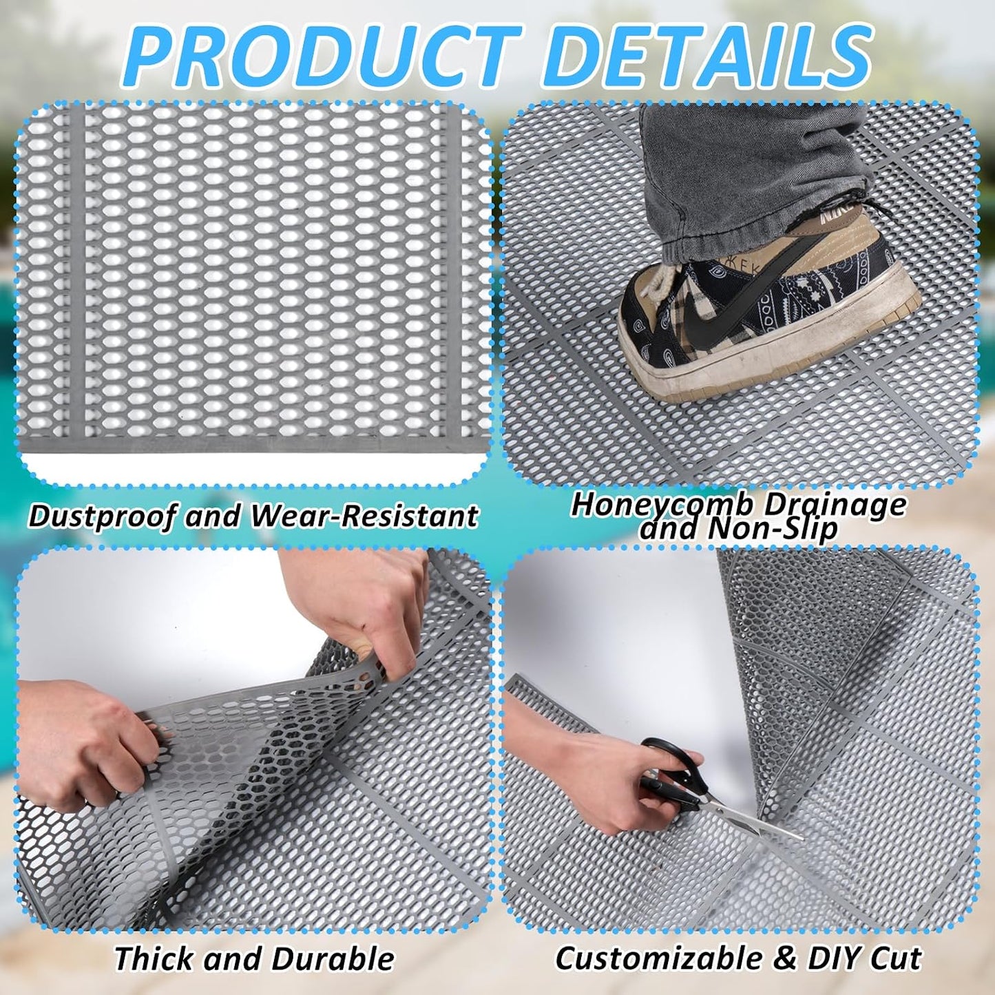 3 Tapetes Drenaje PVC 10ft Antiderrap Exteriores Interiores