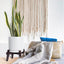 Maceta cerámica soporte madera cilíndrica 10pulg color blanco