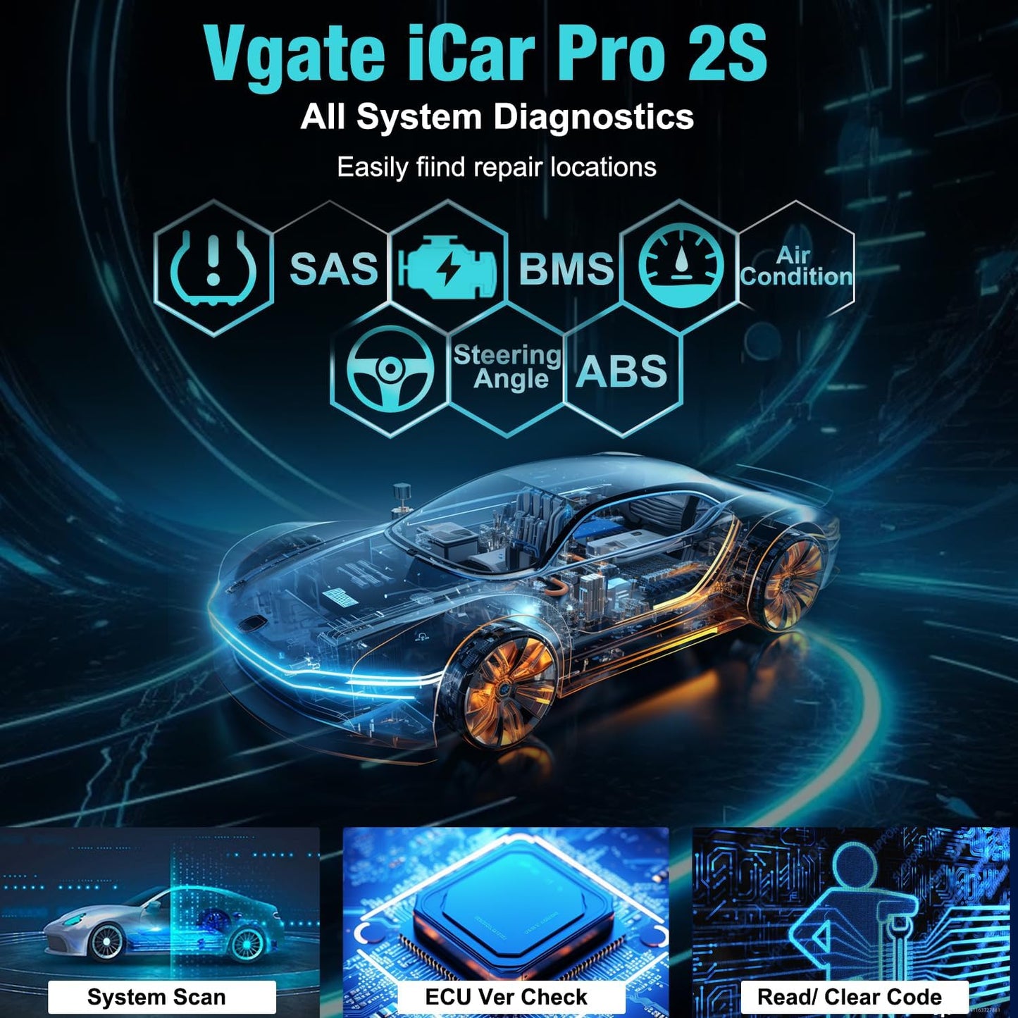 Escáner OBD2 Bluetooth iCar Pro 2S para Android iOS negro