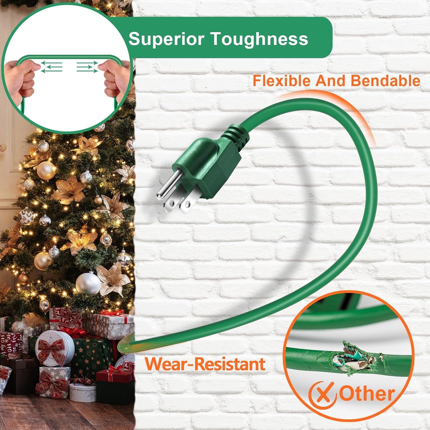 Cable extensión exterior 50ft 10 enchufes 16/3 SJTW ETL