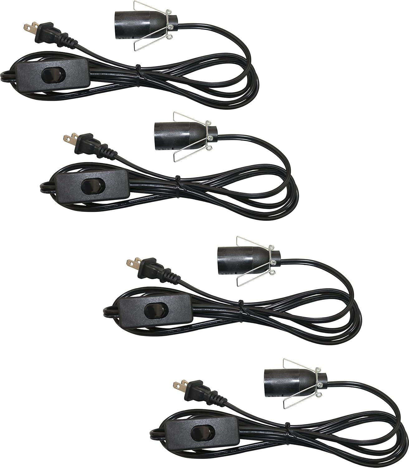 Cable repuesto lámpara sal 6ft interruptor E12 negro 4uds