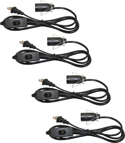 Cable repuesto lámpara sal 6ft interruptor E12 negro 4uds