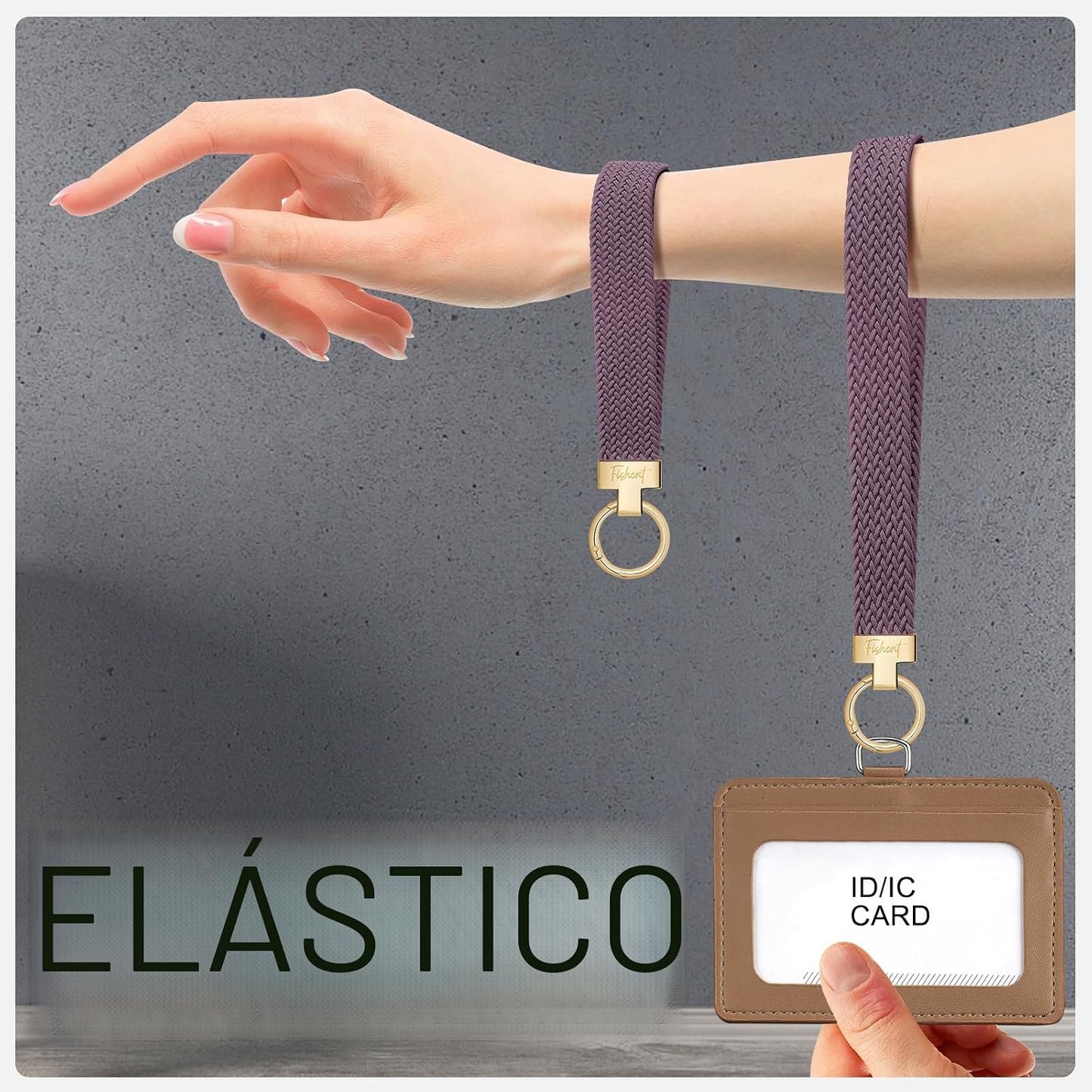 Llavero elástico para muñeca con 3 llaveros anillo D