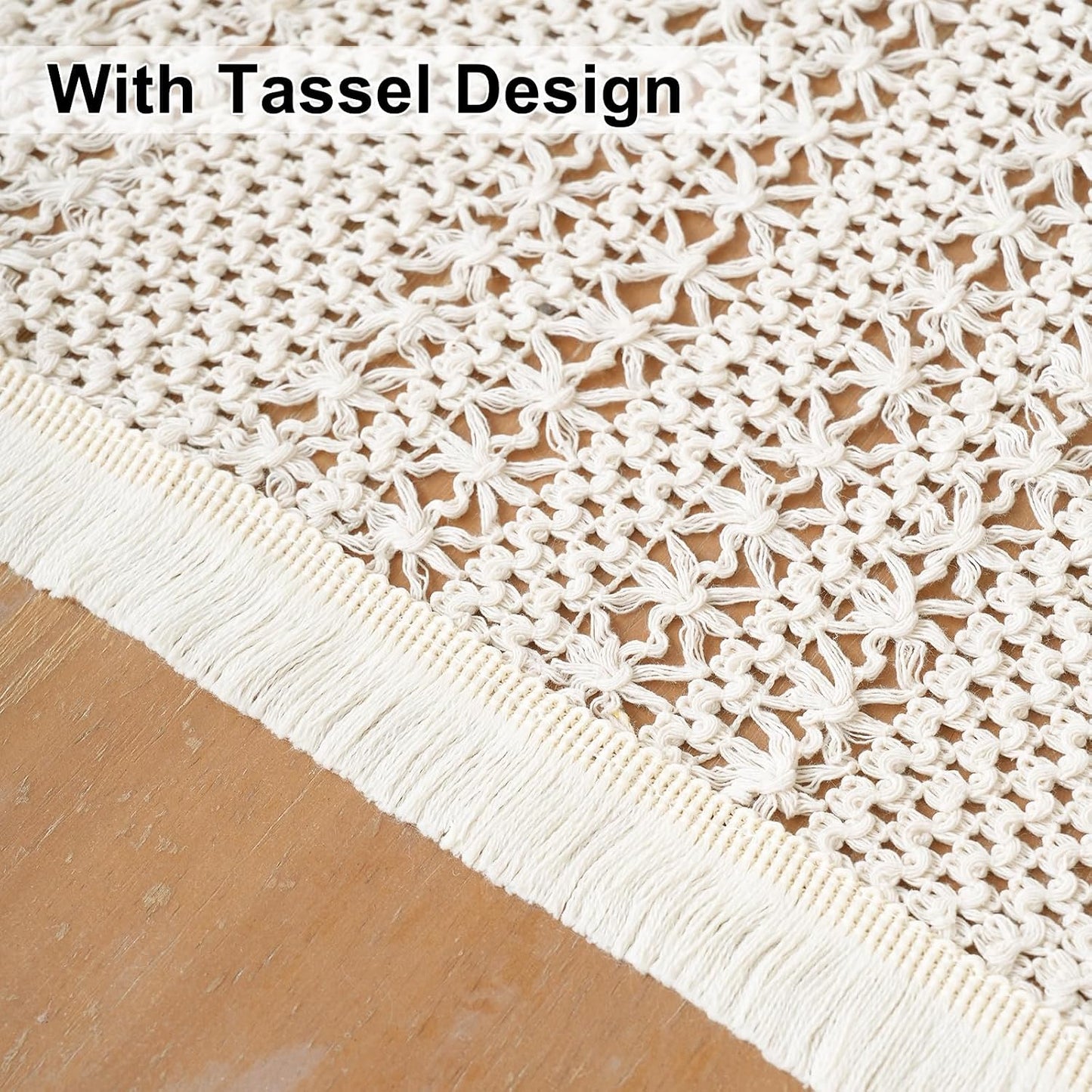 Camino mesa beige 71pulg bohemio macramé comedor sala